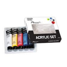 1 lot de 5 tubes de peinture 75ml minimum (noir et blanc + couleurs primaires) 