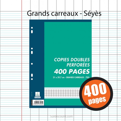 [5283023205637] Feuilles mobiles doubles grands carreaux (SEYES) A4