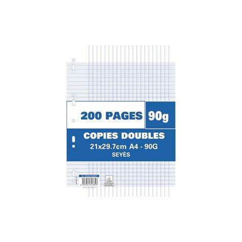 [5283001503250] Copies doubles grands carreaux (200 pages perforées)